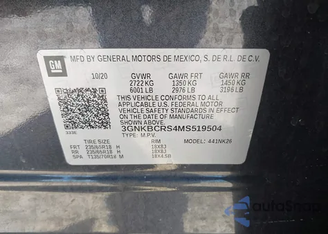 2021 Chevrolet Blazer Fwd 2Lt z USA, uszkodzony, nr VIN 3GNKBCRS4MS519504